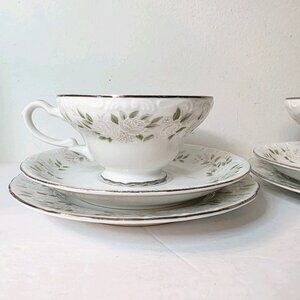 2 Sets Sheffield Fine China Classic 501 Pink White Floral Japan Cup Saucer Plate